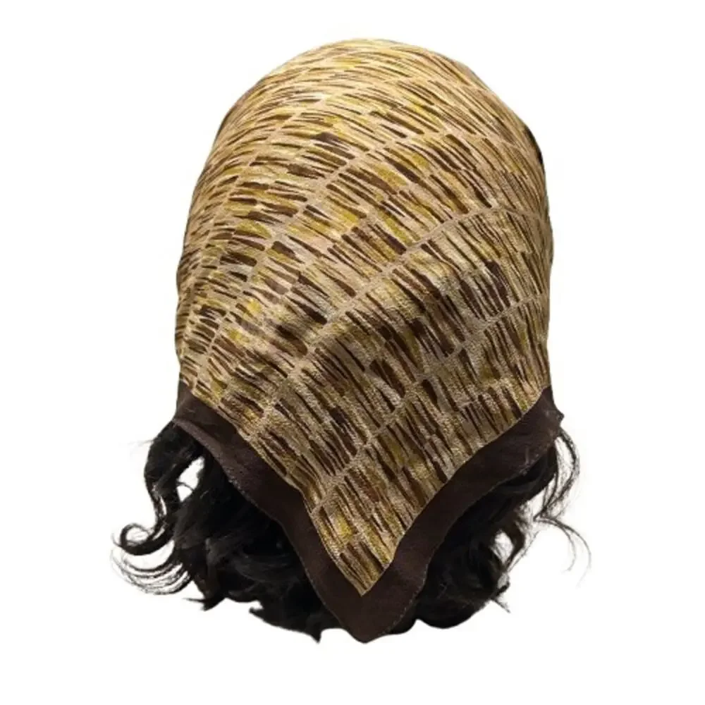 GUC Italca Brown and Tan Patterned 100% Silk Scarf. Size OS.